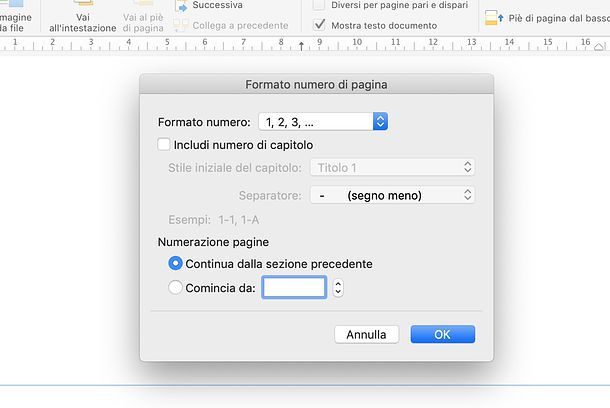 Proprietà numeri di pagina in Word
