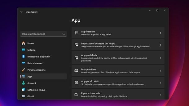 App installate Windows 11
