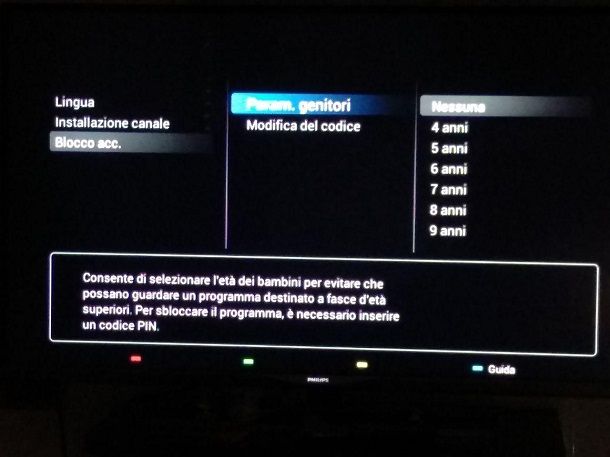 Sblocco canali televisore Philips