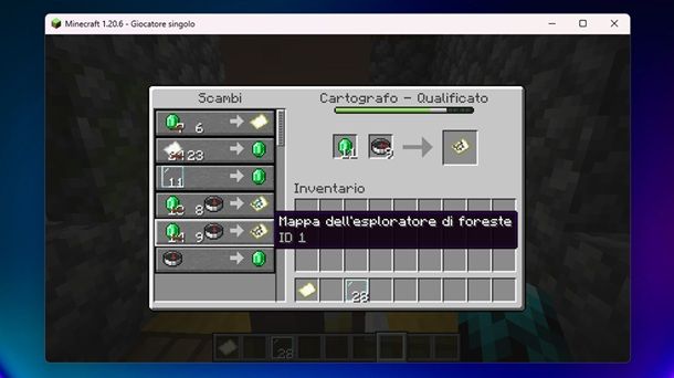 Mappa dell'esploratore di foreste Cartografo Minecraft Java