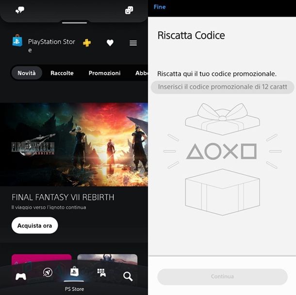 Come riscattare codice PS Plus smartphone e tablet