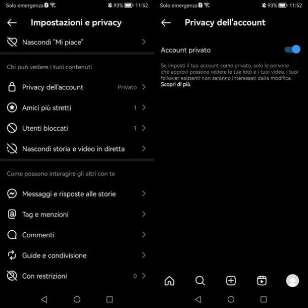 Come funziona Instagram profilo privato