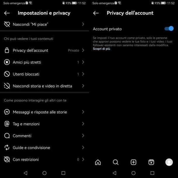 Mettere il profilo privato su Instagram su Android e iPhone