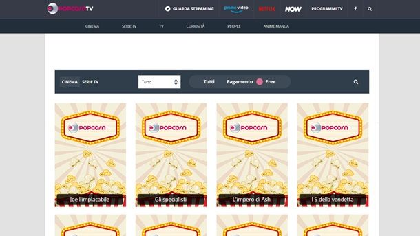 Popcorn TV Siti streaming film gratis