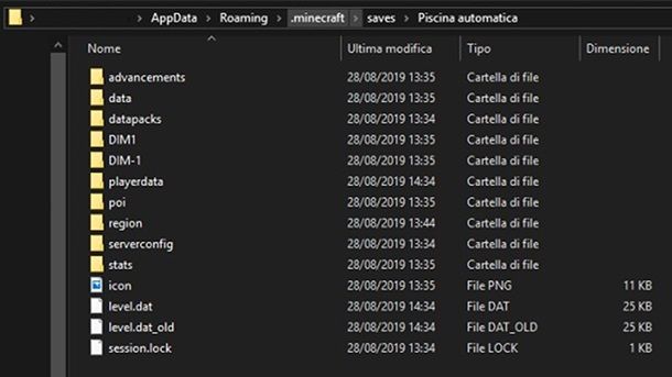 Cartella mod Minecraft Java Edition