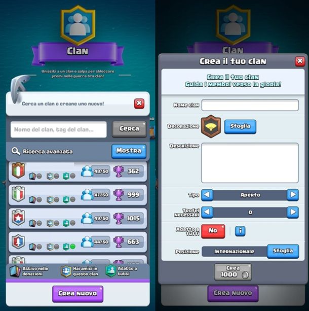 Cambiare nome del clan su Clash Royale