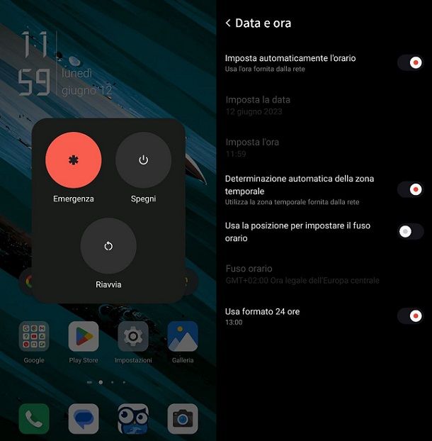 Riavvio e controllo data Play Store