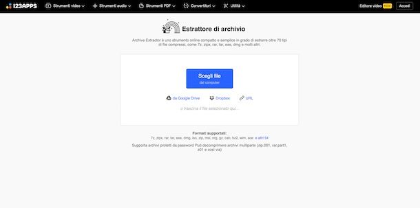 Estrattore di archivio di 123apps