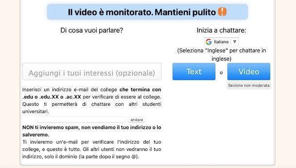 Chat studenti Omegle