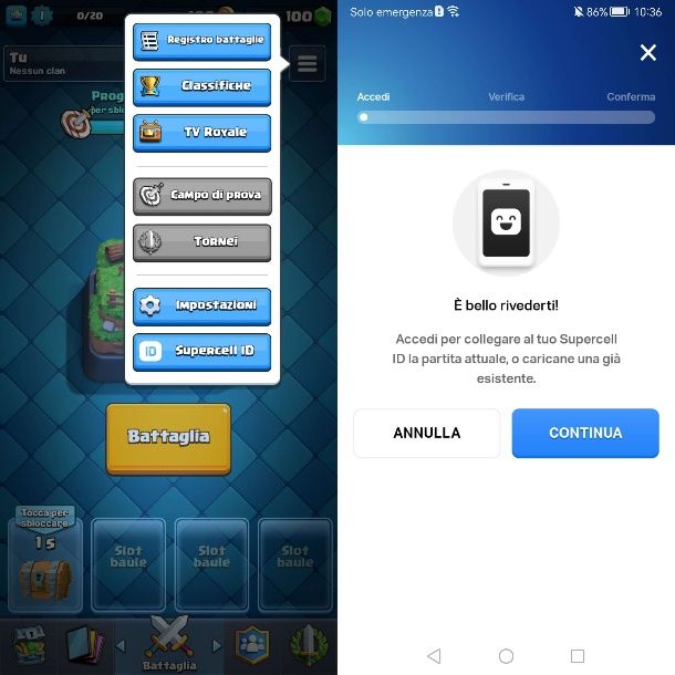 Come connettersi a Supercell ID su Clash Royale