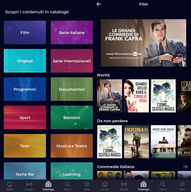 Applicazioni per vedere film in streaming gratis RaiPlay