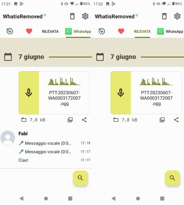 WhatisRemoved+ messaggi vocali