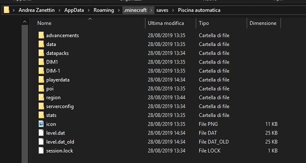 Cartella minecraft