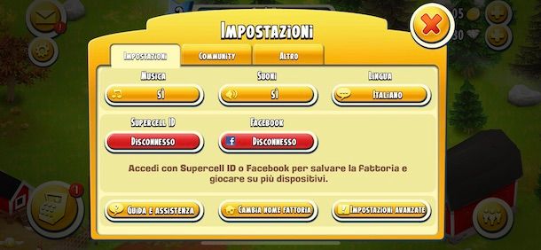 Creare un Supercell ID da Hay Day
