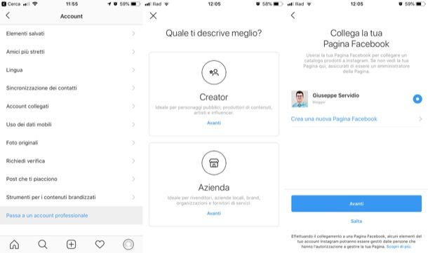 Creare profilo professionale su Instagram