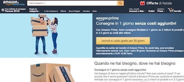 Iscriversi ad Amazon Prime