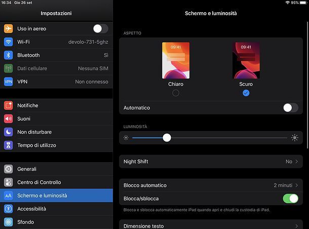 Dark mode iPadOS