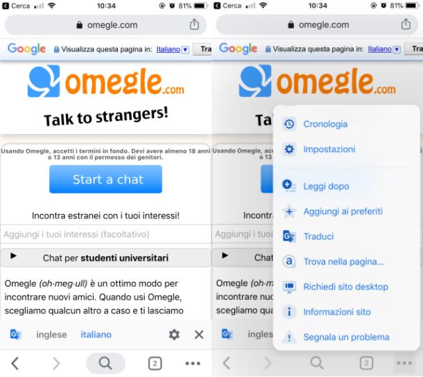 Omegle smartphone