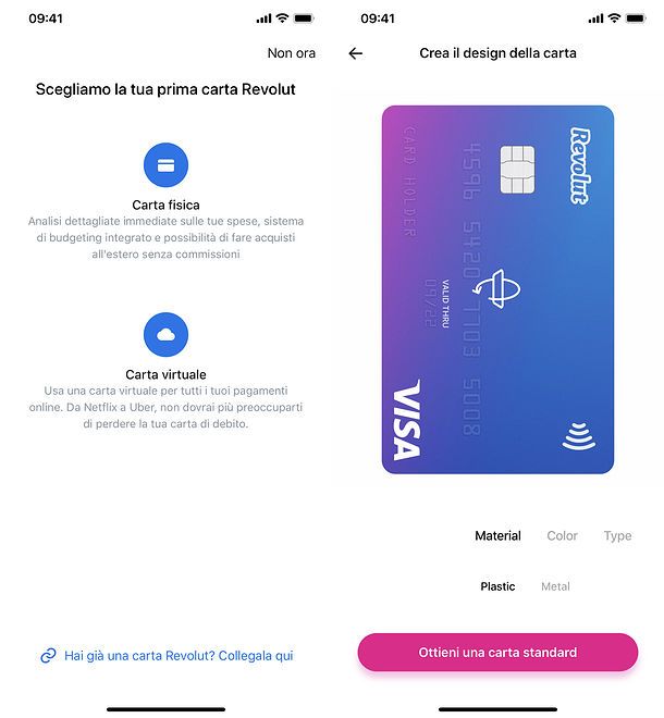 Scelta carte Revolut