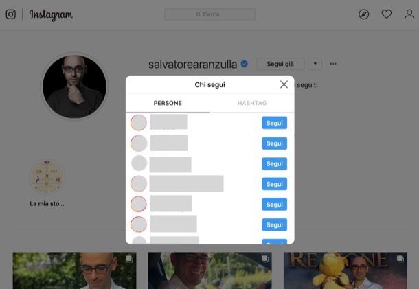 Vedere chi segue una persona su Instagram dal browser