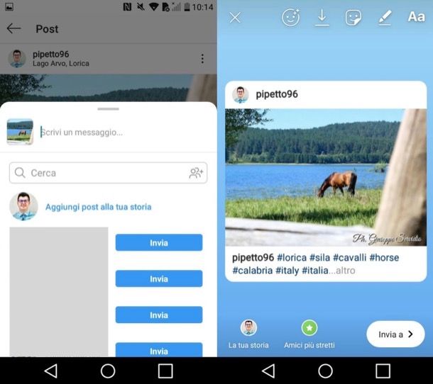 Inserire post sulle storie Instagram su Android