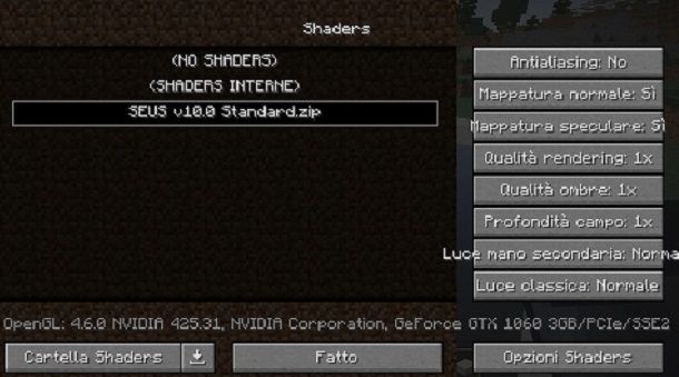 Shaders SEUS Minecraft