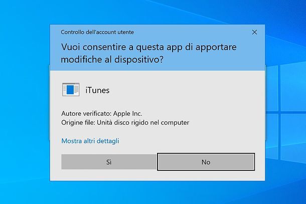 Disinstallazione classica di iTunes