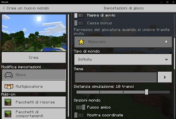 Vedere le coordinate su Minecraft Bedrock Edition