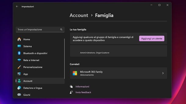 Controllare la lista degli utenti Famiglia Windows 11