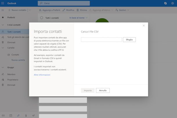 Importare i contatti da Gmail a Outlook.com