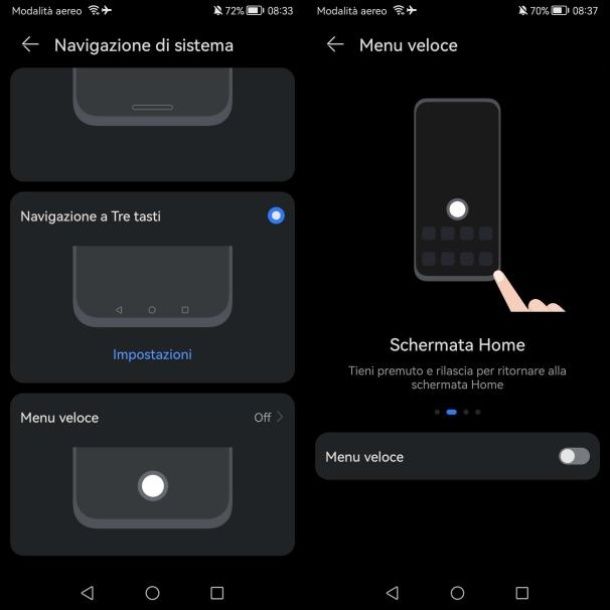 Come usare Menu veloce su Huawei