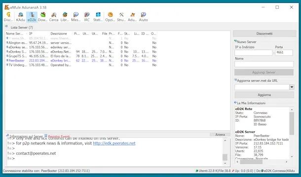 Aggiunta server eMule AdunanzA
