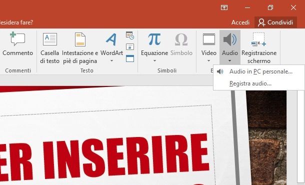Inserire audio nelle slide PowerPoint