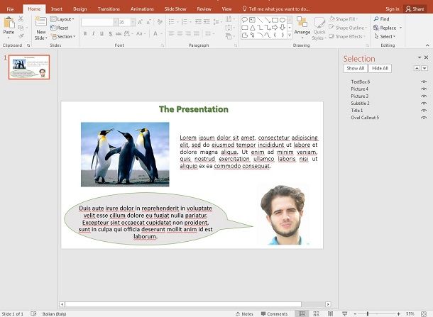 Allineare i contenuti di un PowerPoint