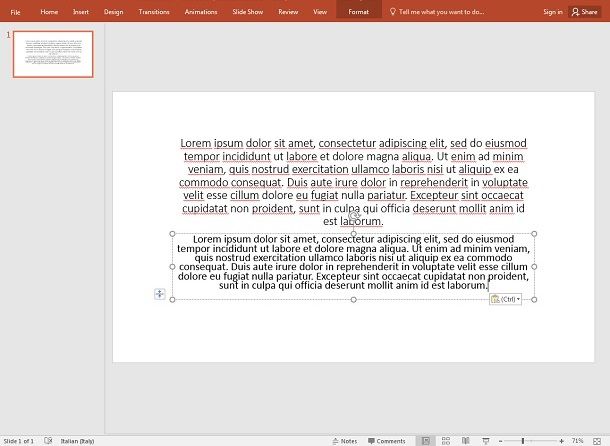 Formattare un testo in PowerPoint