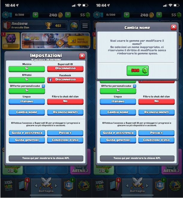 Cambiare nome su Clash Royale la seconda volta