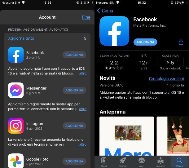 Come si aggiorna Facebook su iPhone