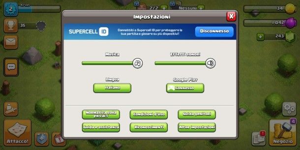 Come connettersi a Supercell ID su Clash of Clans