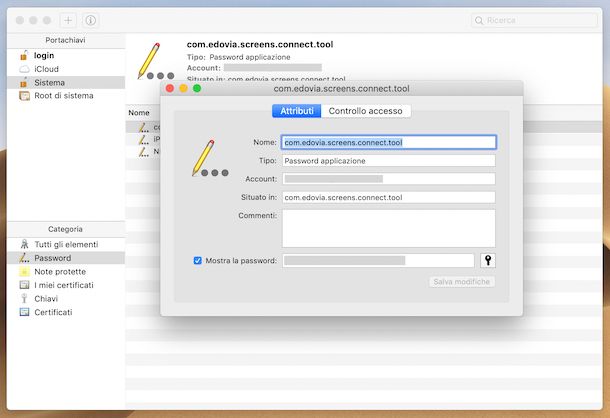 Accesso Portachiavi macOS