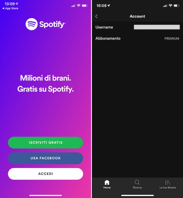 Attivazione di Spotify Premium su iPhone