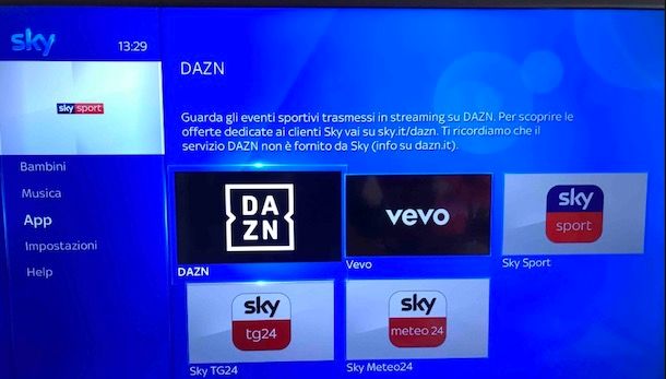 Come aggiornare decoder Sky per DAZN