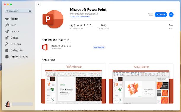 Installare PowerPoint su Mac dal Mac App Store