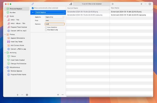 Come rinominare più file contemporaneamente con nomi diversi