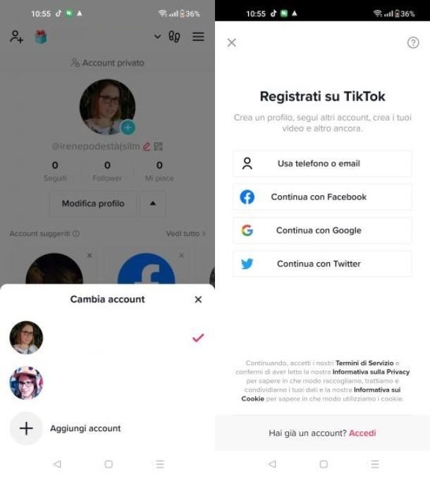 come avere due account su TikTok