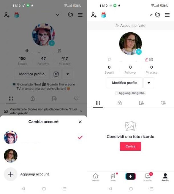 Come usare più account su TikTok