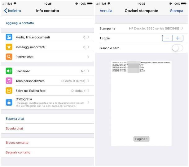 Come stampare messaggi WhatsApp da iPhone