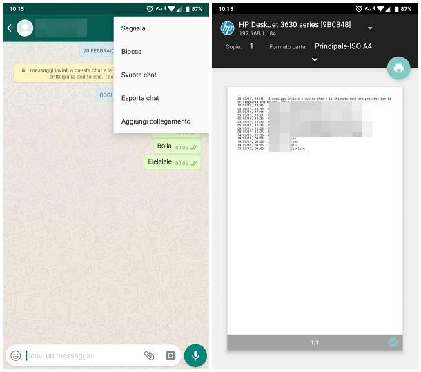 Come stampare messaggi WhatsApp Android