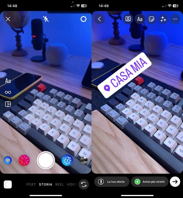 Postare storie su Instagram