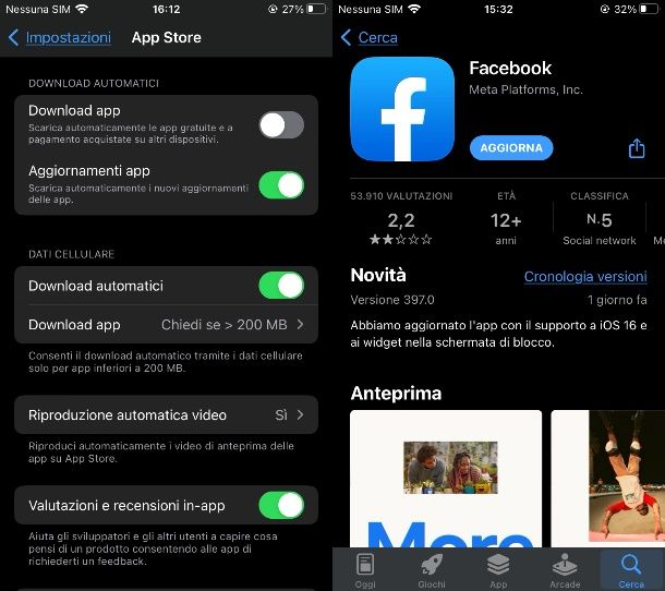 Come aggiornare Facebook su iPhone senza Wi-Fi