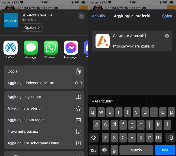 Gestione dei Preferiti di Safari